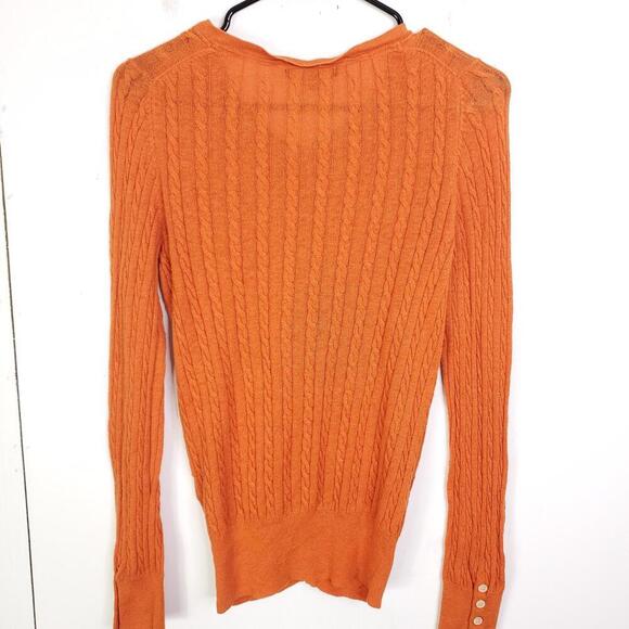 Gap Sweater Womens M Button Up Cardigan Cableknit Pockets Preppy Classic Orange - Picture 2 of 10
